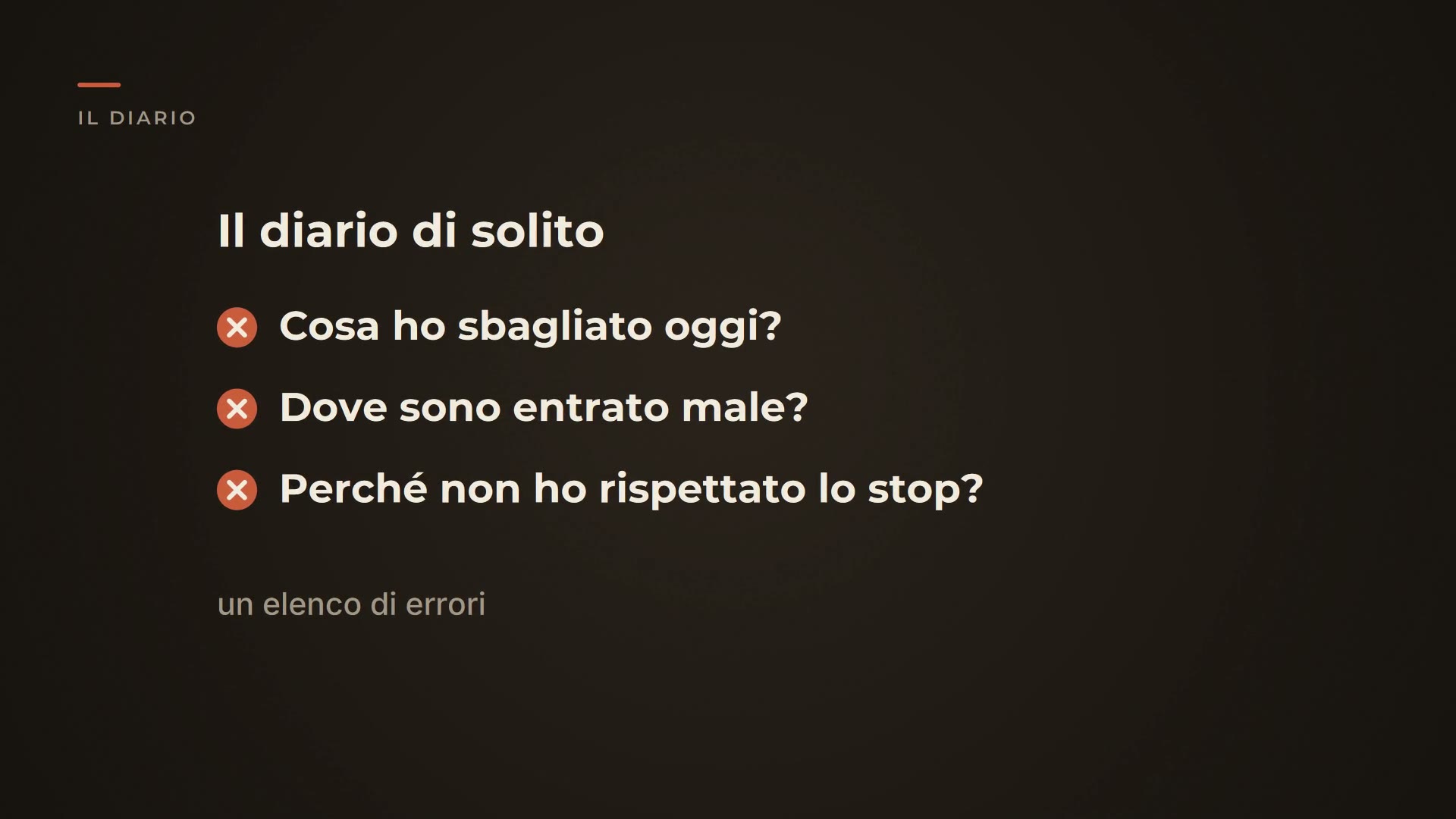 Il diario di solito: un elenco di errori.