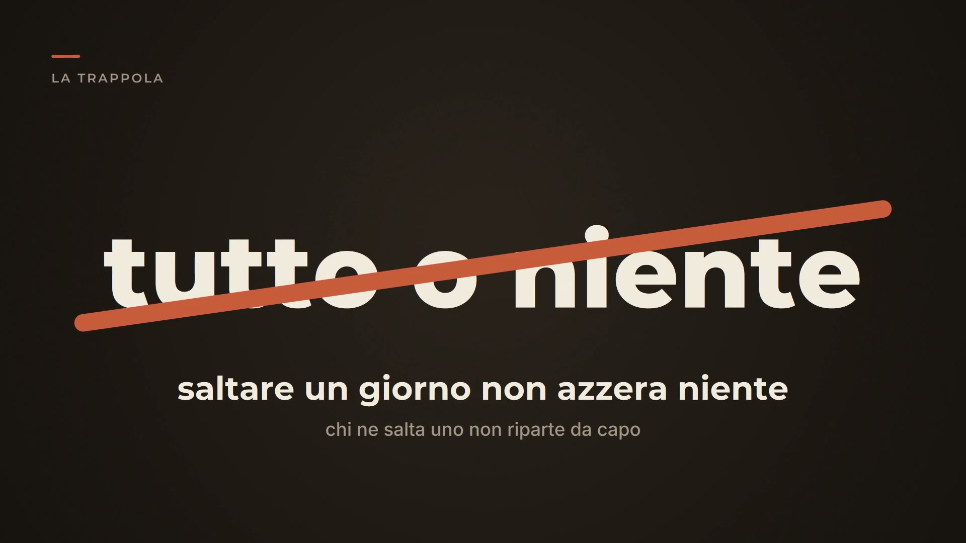 Tutto o niente: saltare un giorno non azzera niente.